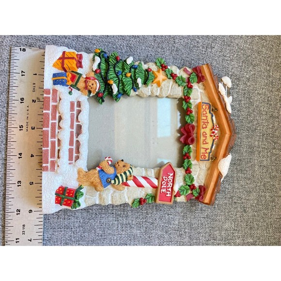 Vtg 1998 FIGI Santa & Me Resin Christmas Photo Frame North Pole - Fits 3.5 x 5 - Picture 2 of 5